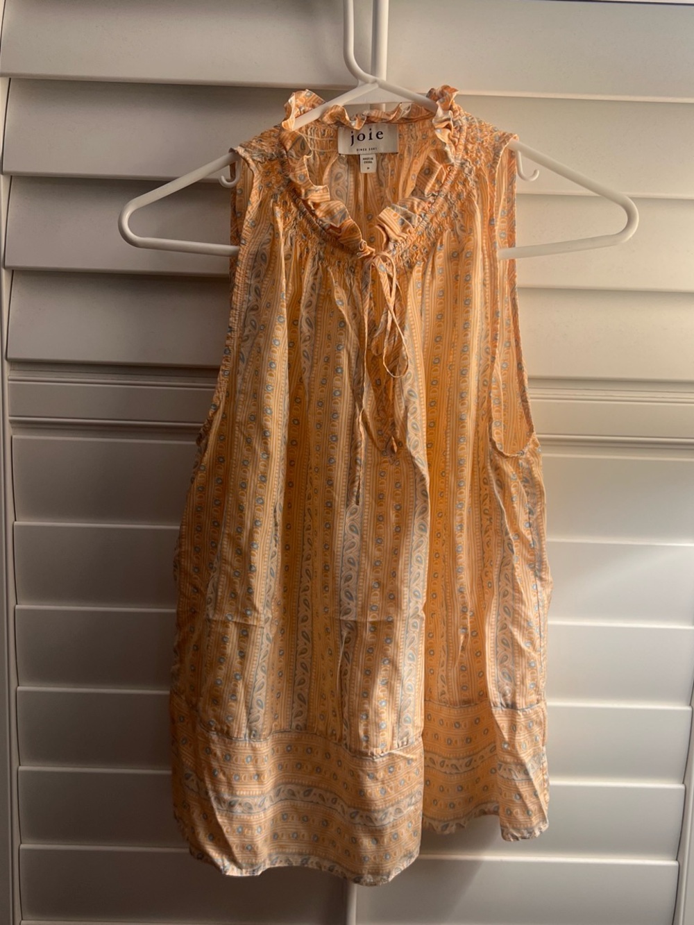 Joie Yellow Paisley Sleeveless Tie-Neck Tank Top